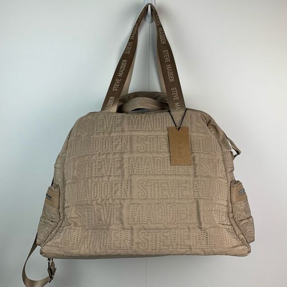 NWT Steve Madden Sand Bnyla weekender oversized tote bag large luggage logo - Picture 3 of 11
